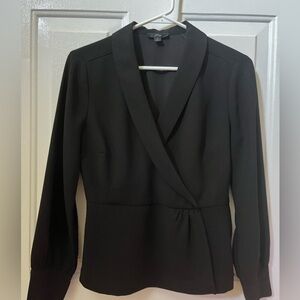 J Crew black  Wrap-Style Long Sleeve Blouse